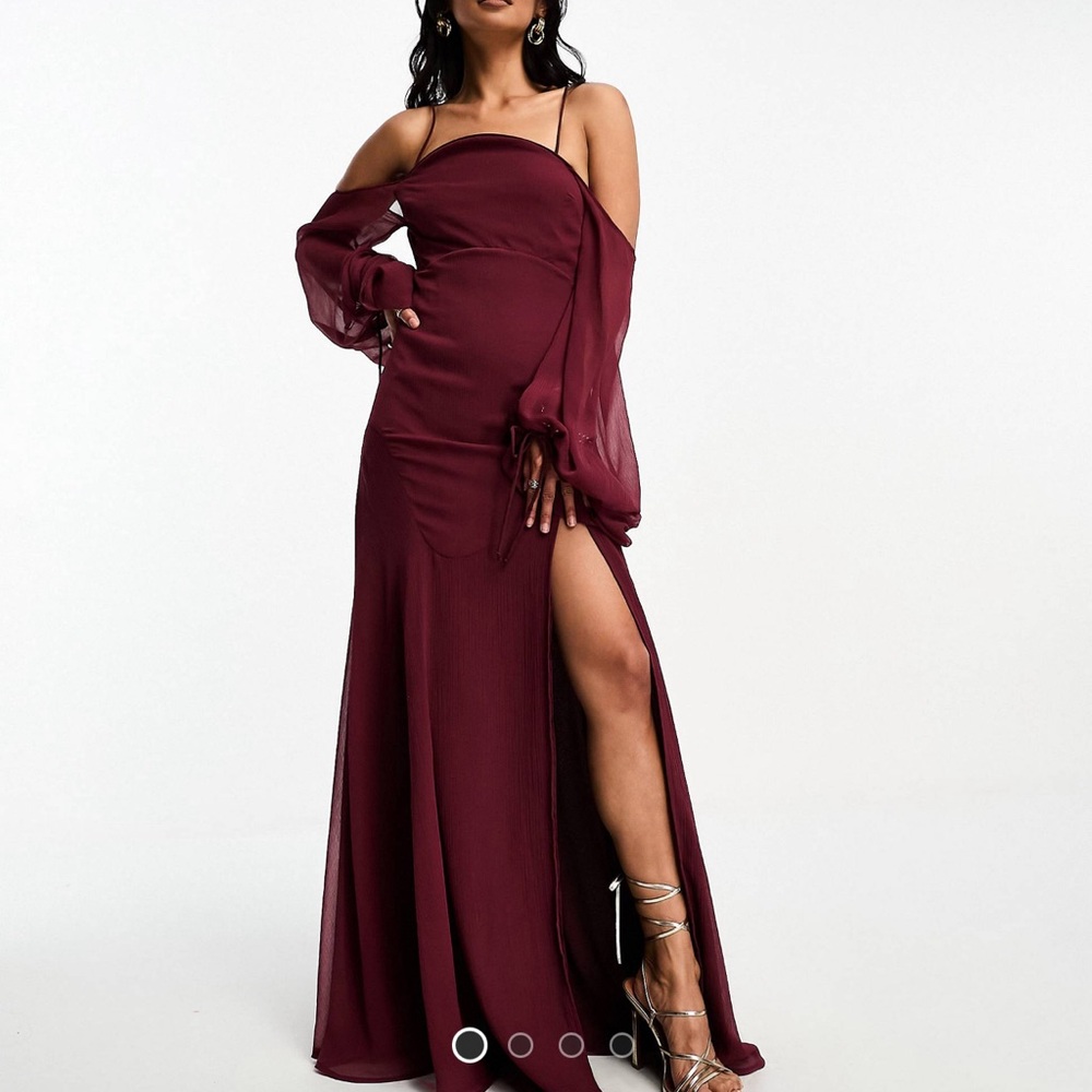 ASOS Design Halter Cold Shoulder Maxi Dress - Burgundy - US 10 NWT